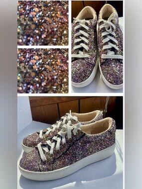 SALE STEVE MADDEN GLITTER SNEAKERS
WOMENS LACE UP Pink Multicolor